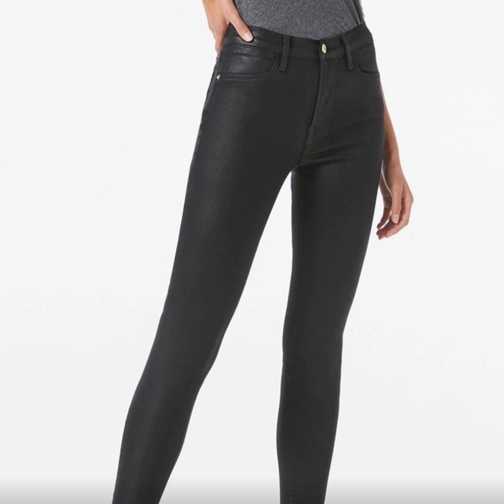 Frame Denim Black Skinny Coated Jeans - Women's